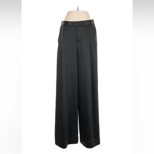 Banana Republic Factory Black Satin Wide Leg Pants High Rise Size 6 Pleated